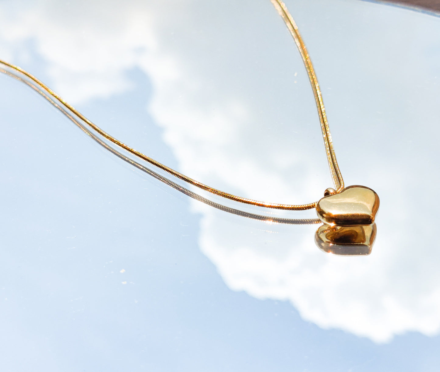 24k Gold Plated Heart Pendant Chain