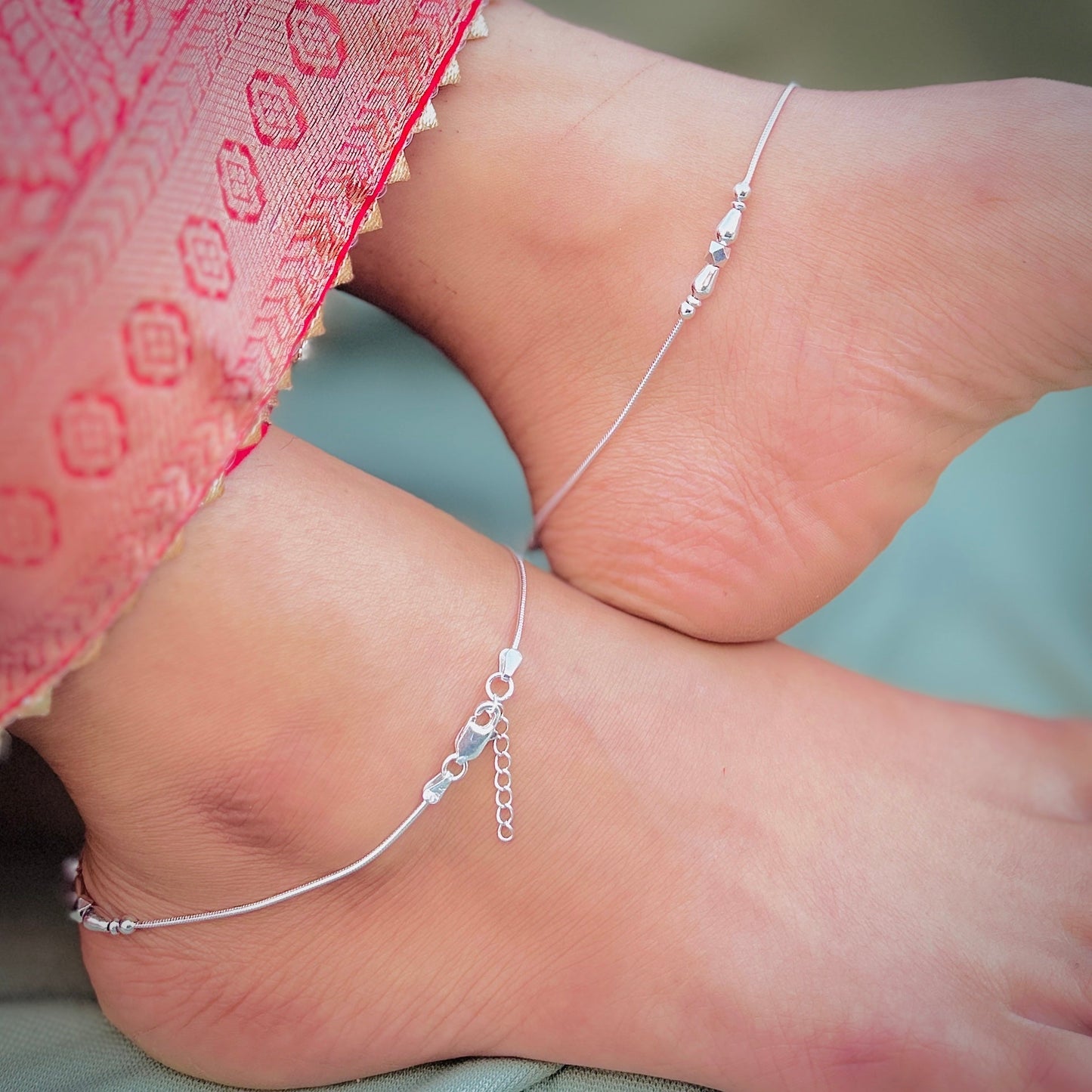925 Silver/Chandi Star Lightning Anklet