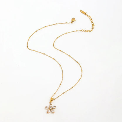 18kt Gold Plated Rolo Chain Dainty Daisy Flower Pendant Necklace