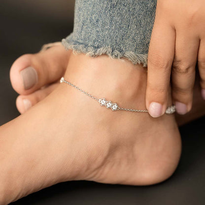 925 Silver/Chandi Star Lightning Anklet