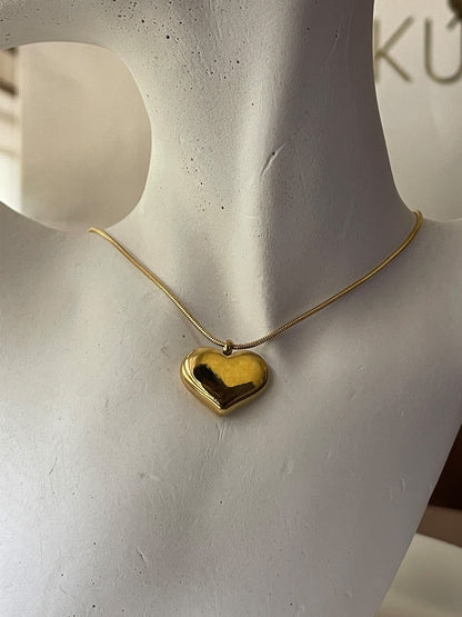 24k Gold Plated Heart Pendant Chain